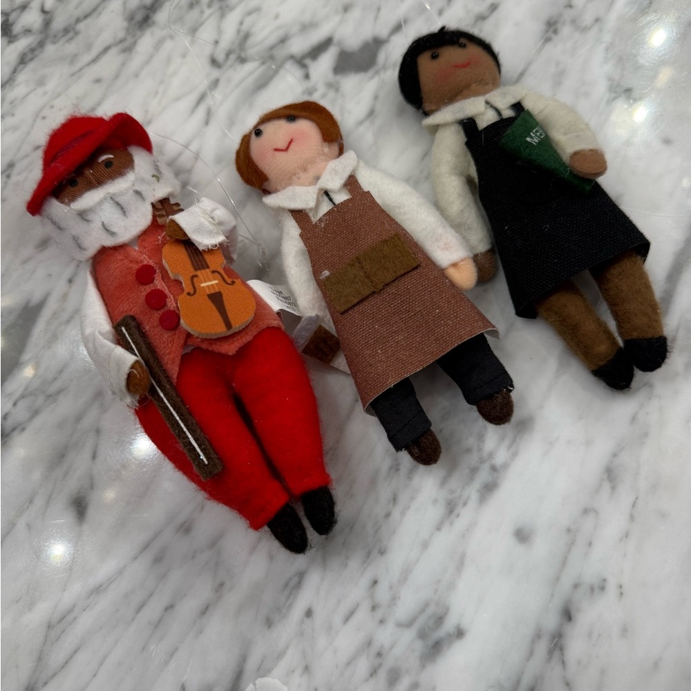 NWT Handcrafted Felt Doll Ornament Set - Restaurant Barista Waitress Violinist - Picture 2 of 3